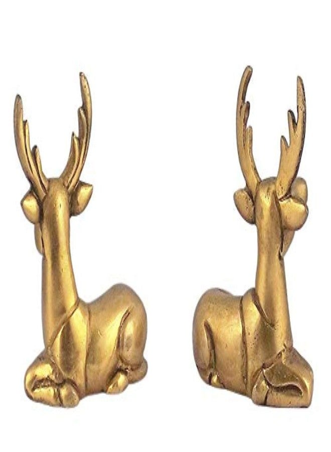 CRAFTHUT Elite Brass Handmade Deer Set Showpiece for Home Decor (Golden, 5x3x7cm), Weight - 200 GMS - Image 2